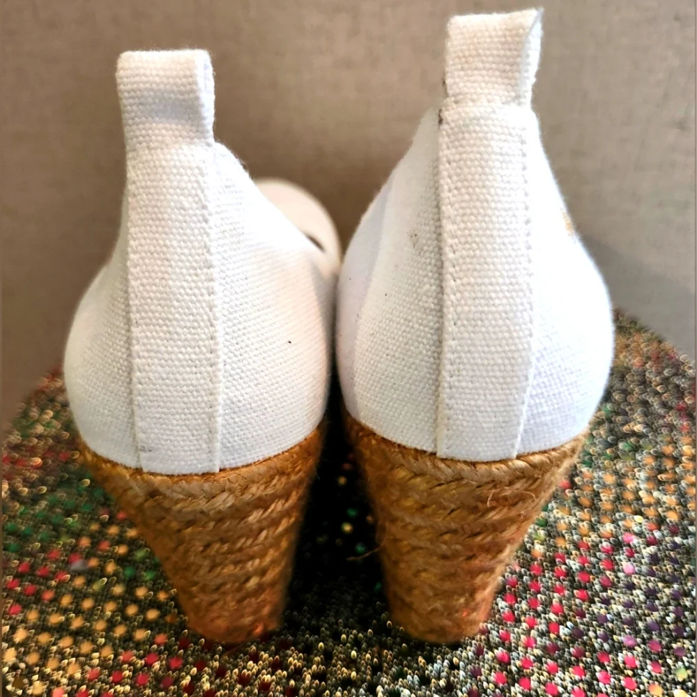 Viscata Barcelona white and tan Espadrille Wedges Size 39(9) EUC - Picture 4 of 11